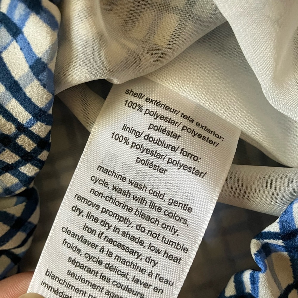 Tommy Hilfiger Navy and White Checkered Blouse NWOT - Picture 4 of 5